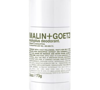 Malin + Goetz Eucalyptus Deodorant, natural effective odor & sweat defense, for all skin types, clear color, no residue/stains, free of aluminum, alcohol, baking soda, parabens, cruelty free 2.6 Fl Oz