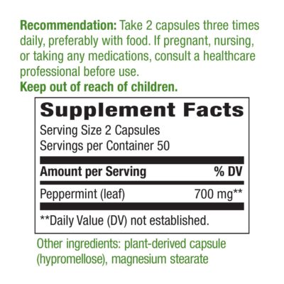 Nature's Way Premium Herbal Peppermint Leaf, Traditional Digestive Soothing and Discomfort Support*, 700mg per serving, 100 Capsules - Image 3