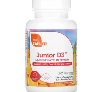 Zahler Junior D3 Vitamins 1000 IU – Chewable Vitamin D3 for Kids – Vitamin D for Kids to Support Bone, Teeth & Immune Health – Kosher Kids Vitamin D3 Orange Flavor – D3 Vitamins for Kids 120 count.