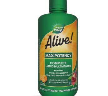 Nature’s Way Alive! Max Potency Complete Liquid Multivitamin for Women and Men, Antioxidants Beta Carotene, Vitamins C & E, and Food-Based Blends, Citrus Flavored, 30.4 Fl Oz (Packaging May Vary)