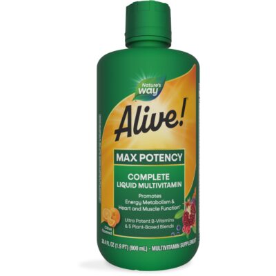 Nature's Way Alive! Max Potency Complete Liquid Multivitamin for Women and Men, Antioxidants Beta Carotene, Vitamins C & E, and Food-Based Blends, Citrus Flavored, 30.4 Fl Oz (Packaging May Vary)