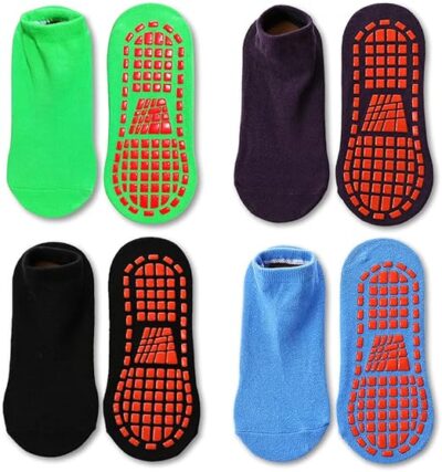 Tphon Non Slip Kids Trampoline Socks Anti Skid Socks with Grippers for Toddler Children Grip Socks for Boys Girls #1 Boys 4 Pairs, 2-5T