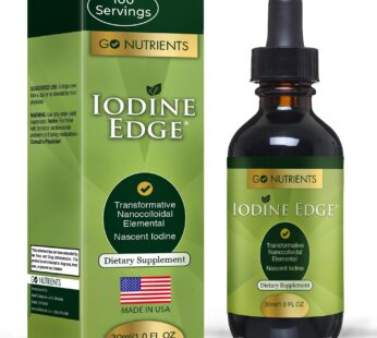 Go Nutrients Iodine Edge Organic Nascent Supplement Advanced Iodine Drops for Thyroid Support Boosted Energy Cognitive Function & Immunity Fast Absorbing Liquid Formula GMO-Free 1.0 oz. | 100 Servings