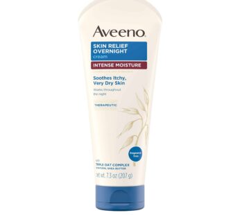 Aveeno Skin Relief Overnight Intense Moisture Cream with Triple Oat Complex & Natural Shea Butter, Therapeutic Dimethicone Skin Protectant for Dry Itchy Skin Relief, Fragrance- & Steroid-Free, 7.3 oz