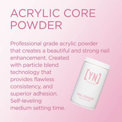 Young Nails Acrylic Core Powder - Self-Leveling Acrylic Nail Powder, Clear Nude Pink White Acrylic Powder for Nail Extenstion, Professional Grade, Superior Adhesion, Color - Pink, 660g - Image 2