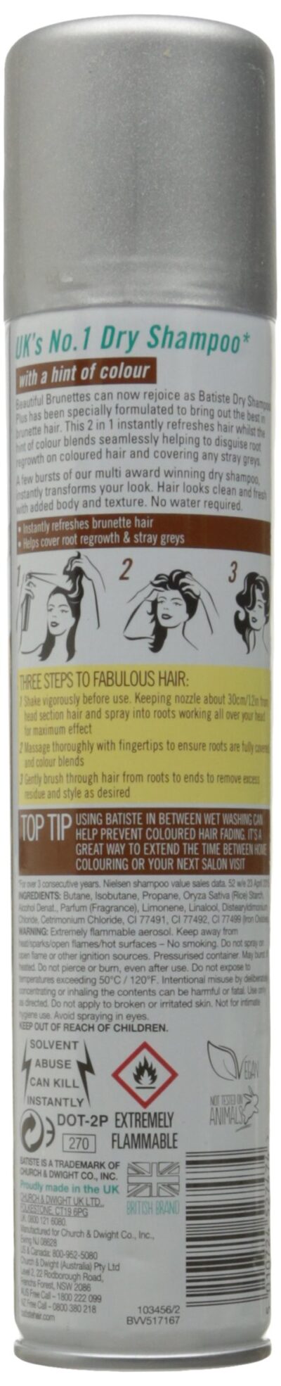 Batiste Dry Shampoo, Beautiful Brunette 6.73 Ounce (199ml) (3 Pack) - Image 2