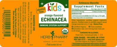Herb Pharm Kids Certified-Organic Alcohol-Free Echinacea Glycerite Liquid Extract, 1 Ounce - Image 2
