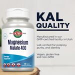 KAL Magnesium Malate 400mg, Chelated Magnesium Supplement with Malic Acid, Healthy Energy & Muscle Function Support, Enhanced Absorption, Vegan, Non-GMO, 45 Servings, 90 Veg Tabs - Image 4