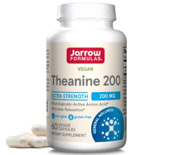 Jarrow Formulas Extra Strength Theanine 200 mg, Dietary Supplement That Promotes Relaxation, Amino Acid Supplement for Relaxation Support, 60 Veggie Capsules, 60 Day Supply
