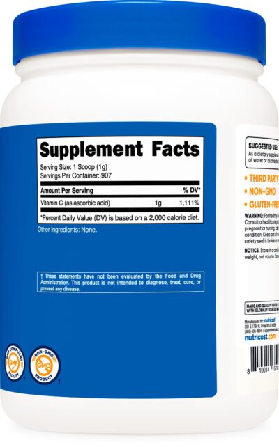 Nutricost Ascorbic Acid Powder (Vitamin C) 2 LBS - Gluten Free, Non-GMO - Image 5