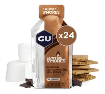 GU Energy Original Sports Nutrition Energy Gel, Vegan, Gluten-Free, Kosher, and Dairy-Free On-the-Go Energy for Any Workout, 24-Count, Campfire S’Mores