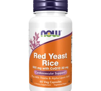 NOW Supplements, Red Yeast Rice with CoQ10, plus Milk Thistle & Alpha Lipoic Acid, 60 Veg Capsules