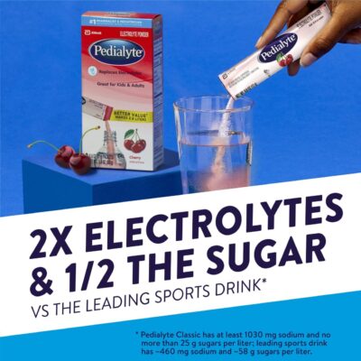 Pedialyte Electrolyte Powder Packets, Cherry, Hydration Drink, 18 Single-Serving Powder Packets - Image 3