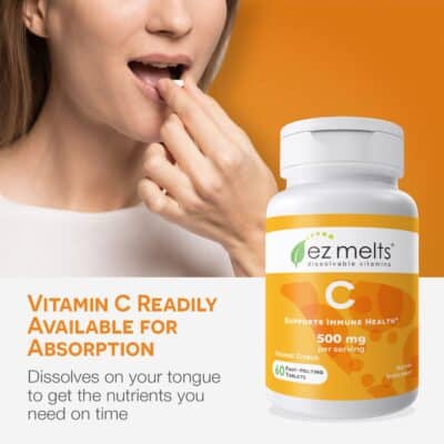 EZ Melts Dissolvable Vitamin C 500 mg, Sugar-Free, 1-Month Supply - Image 2