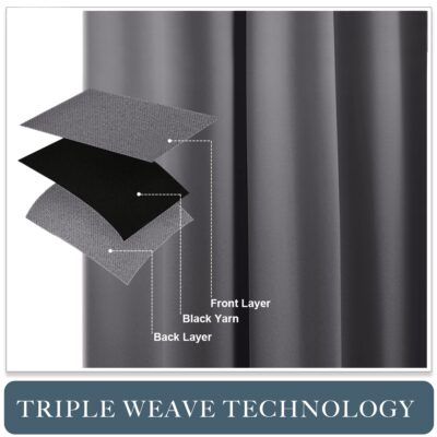 PONY DANCE Gray Blackout Curtains - Window Curtain Drapes - Short Thermal Insulated Light Blocking Drapes,Back Tab/Rod Pocket Panels for Bedroom & Kitchen, 42 W x 45 L, Grey, 1 Pair - Image 7