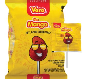 Vero Mango, Chili Covered Mango Flavored Lollipops, 40 Pieces
