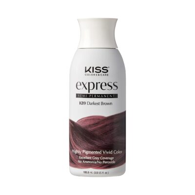 Kiss Express Semi-Permanent Hair Color 100mL (3.5 US fl.oz) (1 Count, Darkest Brown)