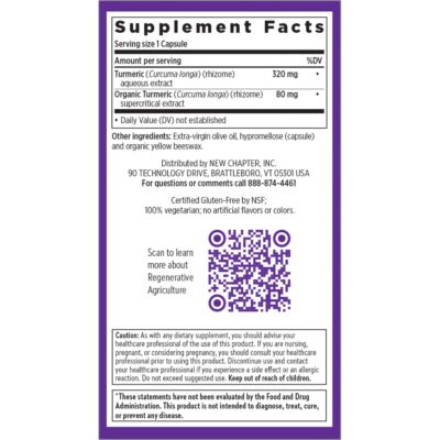 New Chapter Turmeric Supplement, One Daily, Heart, Brain & Healthy Inflammation Support, Supercritical Turmeric Curcumin Means No Black Pepper Needed, Non-GMO, Gluten Free ? 60 Count (2 Month Supply) - Image 7
