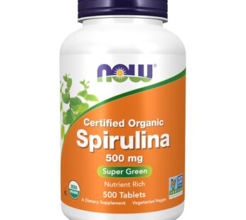 NOW Supplements, Organic Spirulina 500 mg with Vitamins, Minerals and GLA (Gamma-Linolenic Acid), 500 Tablets