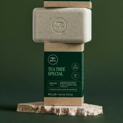 Tea Tree Body Bar Soap with Tea Tree + Parsley Flakes, Deep Cleans + Exfoliates, For All Skin Types - Image 3