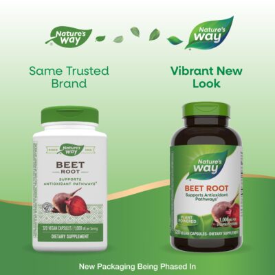 Nature's Way Beet Root, Supports Antioxidant Pathways*, Helps Neutralize Free Radicals*, 1,000 mg per 2-Capsule Serving, Vegan, 320 Capsules (Packaging May Vary) - Image 2