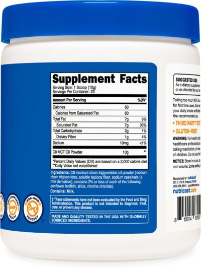 Nutricost C8 MCT Oil Powder 23 Servings (8oz) - 95% C8 MCT Oil Powder - Image 4