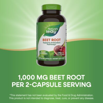 Nature's Way Beet Root, Supports Antioxidant Pathways*, Helps Neutralize Free Radicals*, 1,000 mg per 2-Capsule Serving, Vegan, 320 Capsules (Packaging May Vary) - Image 4