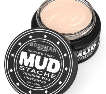 Bossman MUDstache Unscented Mustache Wax ? No Pull – Spreads Easy for a Strong Non-Tacky 24 hr Hold – Tame, Train and Style – Moustache Wax for Men (1oz)
