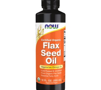 NOW Supplements, Certified Organic Flax Seed Oil Liquid, Cold-Pressed and Unrefined, 12-Ounce