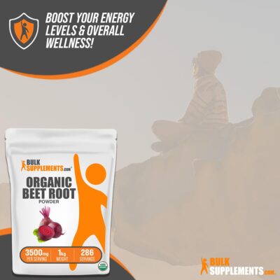 BulkSupplements.com Organic Beet Root Powder - Beet Powder Organic, Beetroot Supplement - Superfood Supplement, Vegan & Gluten Free - 3500mg per Serving, 1kg (2.2 lbs) (Pack of 1) - Image 4