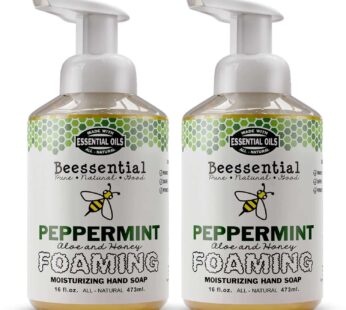 Beessential All Natural Bulk Foaming Hand Soap Refill, 16 oz 2 Pack Peppermint | Made with Moisturizing Aloe & Honey – Made in the USA