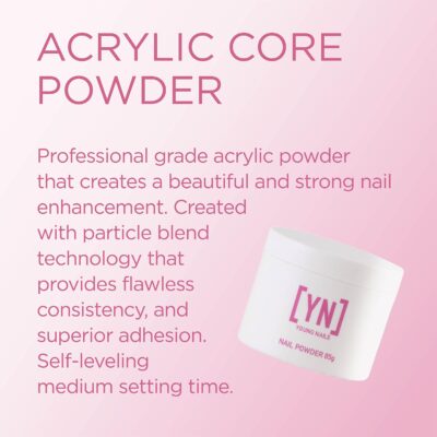 Young Nails Acrylic Core Powder - Self-Leveling Acrylic Nail Powder, Clear Nude Pink White Acrylic Powder for Nail Extenstion, Professional Grade, Superior Adhesion, Color - XXX Pink, 85gs - Image 2