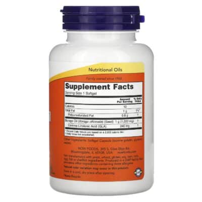 NOW Supplements, Borage Oil 1000 mg with 240mg of GLA (Gamma Linolenic Acid), 60 Softgels - Image 2