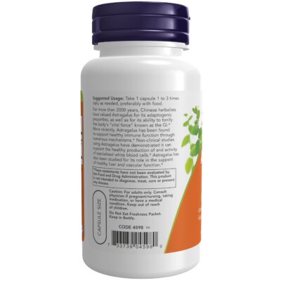 NOW Immune Support Supplements, Astragalus Extract 500 mg (Standardized to 70% Polysaccharides), 90 Veg Capsules - Image 3