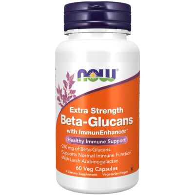 NOW Supplements, Beta-Glucans with ImmunEnhancer? with Larch Arabinogalactan, Extra Strength, 60 Veg Capsules