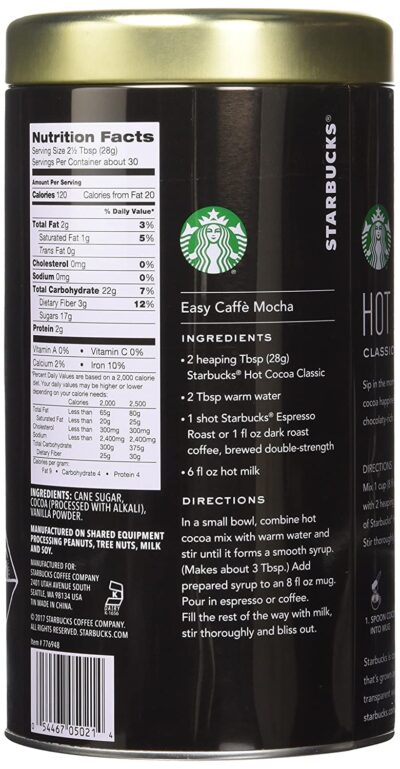 Starbucks Classic Hot Cocoa Mix 30 Ounce (1.87 lbs.) Tin (2 Pack) - Image 6