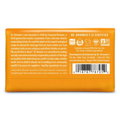 Dr. Bronner's - Pure-Castile Bar Soap (Citrus, 5 ounce, 6-Pack) - Made with Organic Oils, For Face, Body and Hair, Gentle and Moisturizing, Biodegradable, Vegan, Cruelty-free, Non-GMO - Image 2