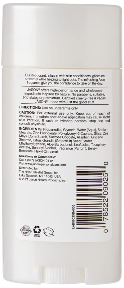 Jason Aluminum Free Deodorant Stick, Soothing Aloe Vera, 2.5 Oz (Packaging May Vary) - Image 2