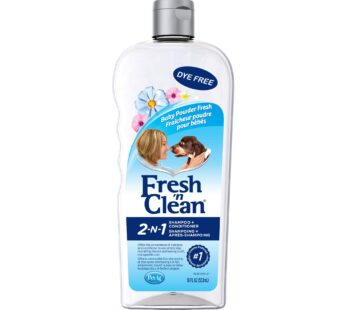 Pet-Ag Fresh ?n Clean 2-N-1 Conditioning Shampoo, Baby Powder Scent – 18 oz – Moisturizes with Vitamin E & Aloe Vera – Strengthens & Repairs Coats – Soap Free