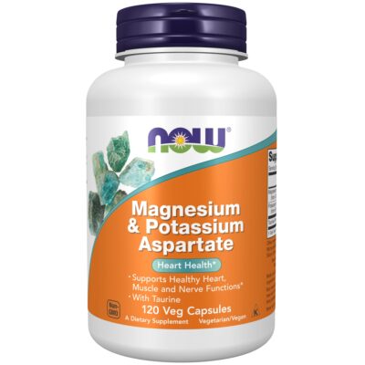 NOW Supplements, Magnesium & Potassium Aspartate with Taurine, Heart Health*, 120 Veg Capsules