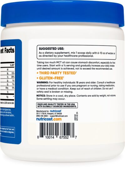 Nutricost Premium MCT Oil Powder .5LBS - Best For Keto, Ketosis, and Ketogenic Diets - Zero Net Carbs, Non-GMO and Gluten Free - Image 4