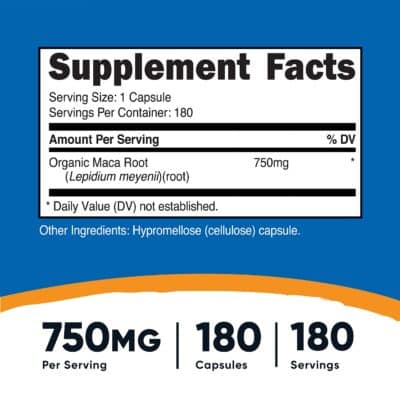 Nutricost Maca Root (Lepidium meyenii) 750mg, 180 Capsules, 180 Servings - Image 2