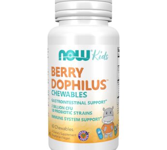 NOW Supplements, BerryDophilus? with 2 Billion, 10 Probiotic Strains, Xylitol Sweetened, Strain Verified, 60 Chewables, packaging may vary