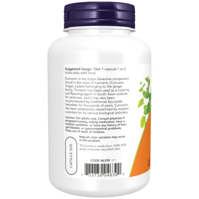 NOW Supplements, Turmeric Curcumin, Derived from Turmeric Root Extract, Herbal Supplement, 120 Veg Capsules - Image 3