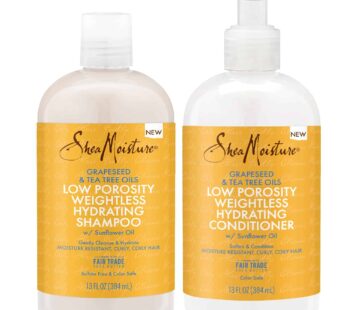 Shea Moisture Shampoo and Conditioner Set, Low Porosity Baobab and Tea Tree Oil, Low Porosity Hair Products, Soften and Balance, Shea Moisture Curly Hair Products, 13 Fl Oz Ea