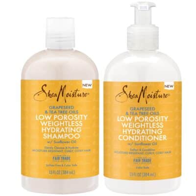 Shea Moisture Shampoo and Conditioner Set, Low Porosity Baobab and Tea Tree Oil, Low Porosity Hair Products, Soften and Balance, Shea Moisture Curly Hair Products, 13 Fl Oz Ea