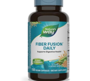 Nature’s Way Fiber Fusion Daily Supplement, with Psyllium Husk, Oat Bran, Pectin, Digestive Support*, Vegan, 150 Vegan Capsules