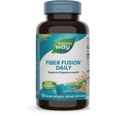 Nature's Way Fiber Fusion Daily Supplement, with Psyllium Husk, Oat Bran, Pectin, Digestive Support*, Vegan, 150 Vegan Capsules