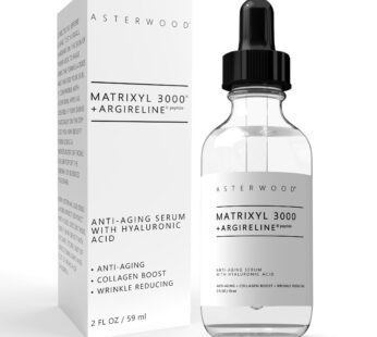 ASTERWOOD Matrixyl 3000 + Argireline Serum with Hyaluronic Acid – Anti-Aging and Anti-Wrinkle – Peptides Serum For Face, 59ml/2 oz