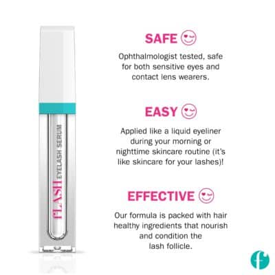 fLASH Eyelash Serum, Serum for Long, Curled Lashes - Enhances and Strengthens Your Natural Lashes - Safe and Effective Formula, 3-Month Supply - Image 3